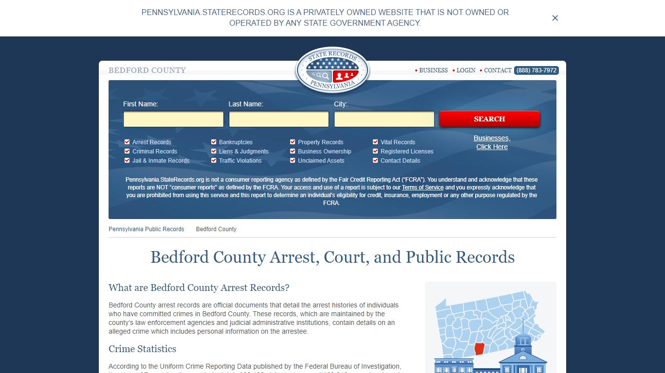 Bedford County Arrest, Court, and Public Records